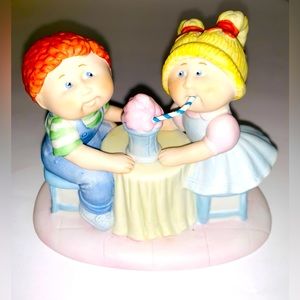 1984 Cabbage Patch Kids Porcelain Figurine Friends Sharing Milkshake